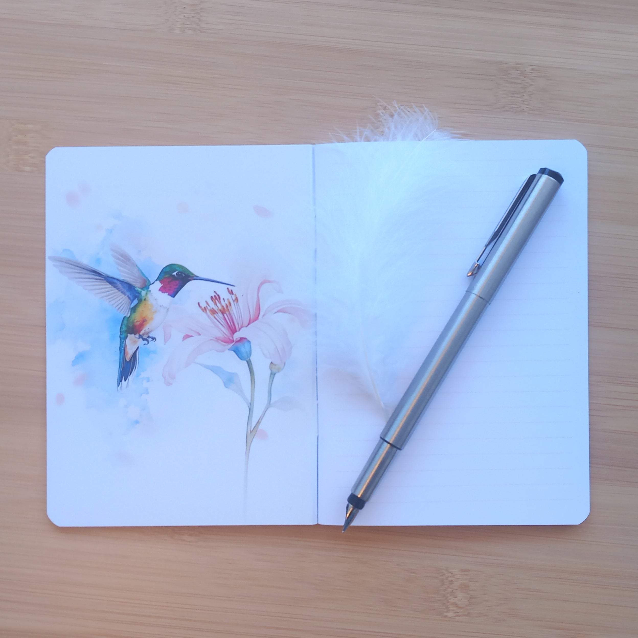 Carnet de Notes A6 Fait Main - Le Colibri et la Rosée