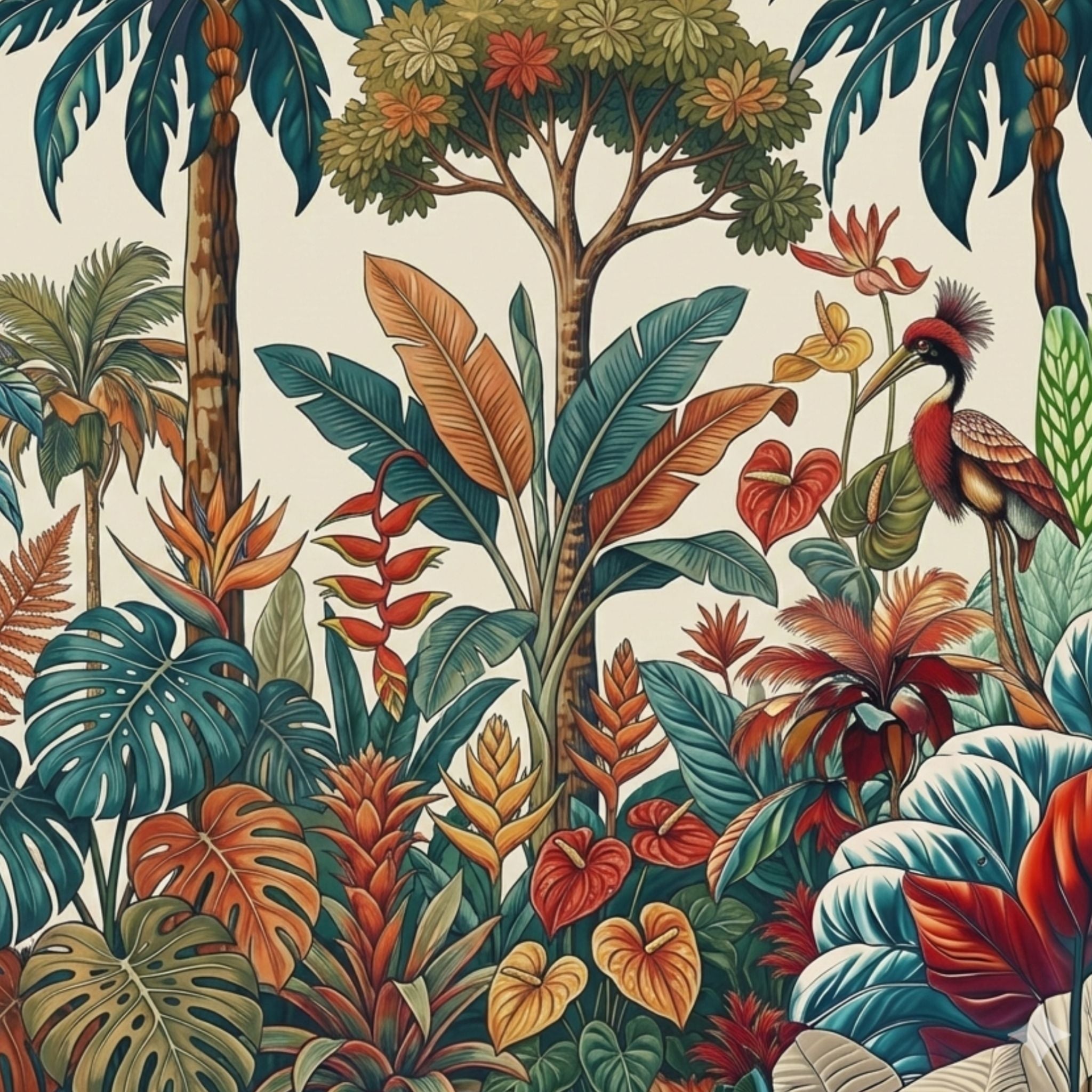 Papeterie bohème : petit carnet de notes "Jungle de Soie" présenté de face et de dos, illustré d'un motif tropical aux couleurs terreuses sur fond crème.